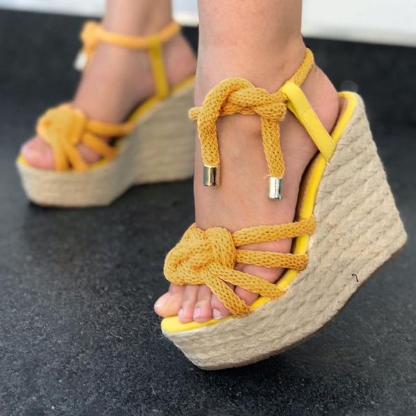 

summer wedge women sandals female lace-up platform fashion high heel sandals fashion ankle strap open toe ladies shoes size 43, Black