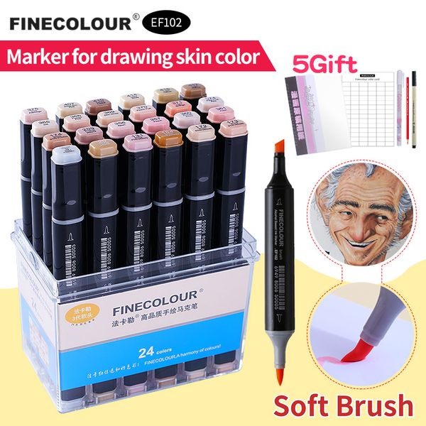 

finecolour skin hair colors art soft marker brush sketch manga pen dual tip set portrait 12/24/36 permanent alcohol based marker