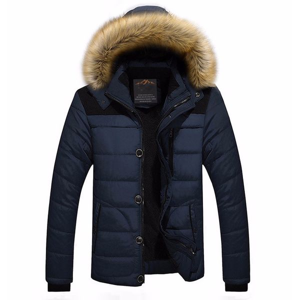 

2018 winter jacket men new parka coat with fur collar hooded keep warm mens parkas overcoat male jacket dropshipping, Black;brown