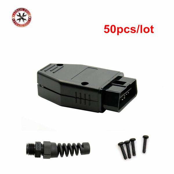 

50 pcs/lot car diagnostic tool obd plug 16pin obd2 connector male obd 2 16 pin ii adaptor obdii j1962 connectors