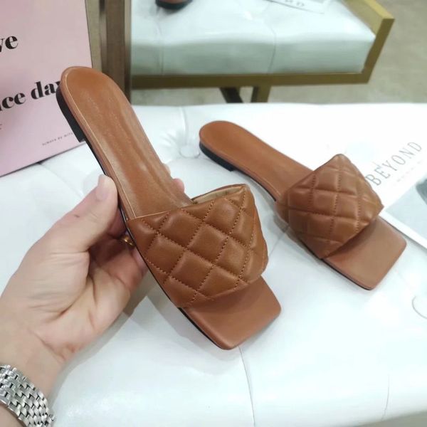 

2020 new sandals blue white stripes sandals denim flat slippers shoes ladies summer outdoor beach causal flip flops genuine leather sole box, Black