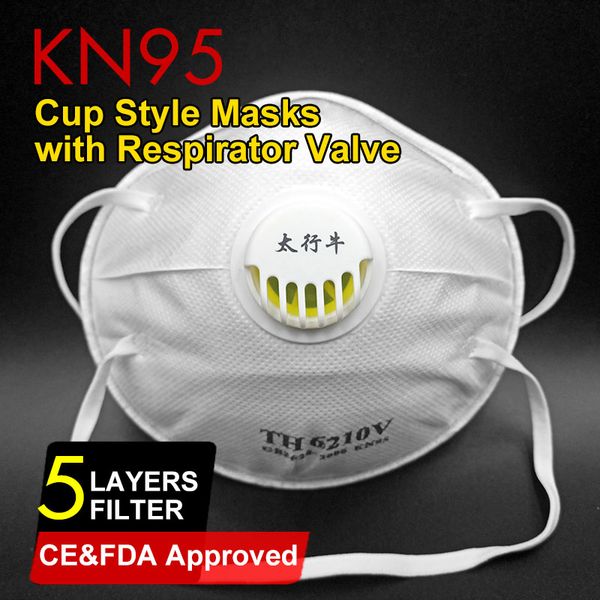 

th6210 & th6210v cup masks fda & ce approved 50pcs/lot ffp2 with respirator valve dust mask dhl /ups sending 5 layers face masks