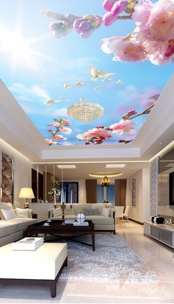 

ceiling murals wall art painting living room bedroom ceiling beautiful peach blossom blue sky zenith mural ceiling