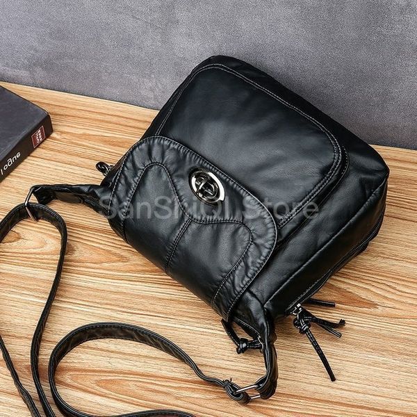 

for fashion handbags women bags 2020 crossbody pu leather black soft washed messenger flap bag