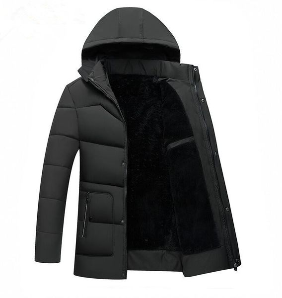 

зимнее пальто мужская одежда пуховики с капюшоном ветровка куртки снег носить толстые теплые пальто отец одежда мех внутри 2019 новое прибыт, Black