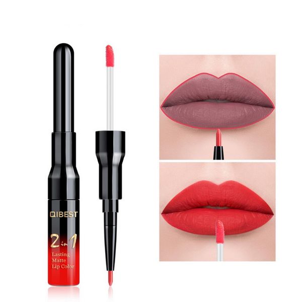 

qi2 in1 matte lip gloss lip liner maquiagem profissional completa agate red tint plumper tattoo makeup liquid lipstick