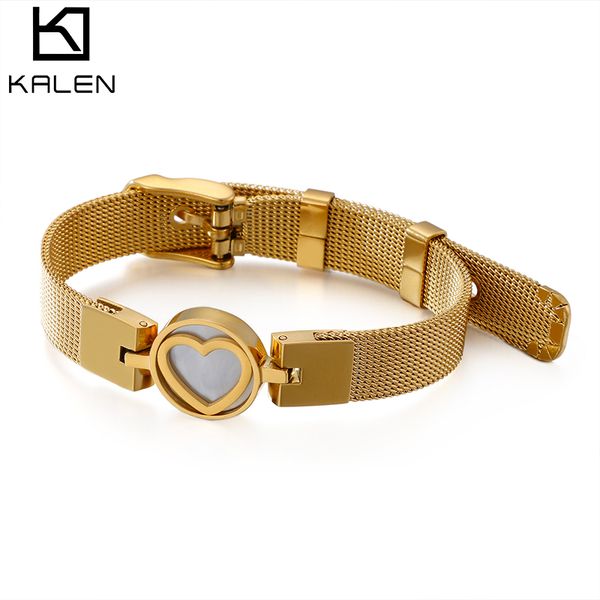 

gold linking mesh chain bracelet women romantic shell heart charm brazalete mujer jewellry girlfriend gift, Golden;silver