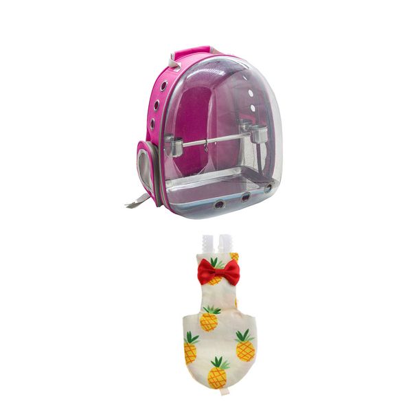 

pet carrier space capsule backpack rose red front clear travel perch with cup tray & -m size