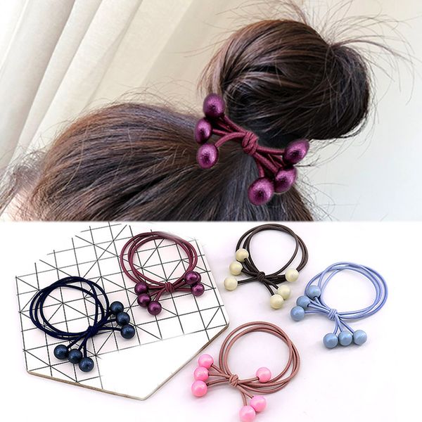 Multicolor Pearls Bead Ponytail Tie Gum Hair Rope Adjustable