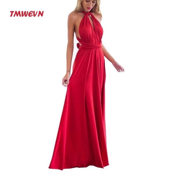 

tmwevn summer dress 2020 women multiway around convertible boho maxi club red dress bandage long party, Black;gray