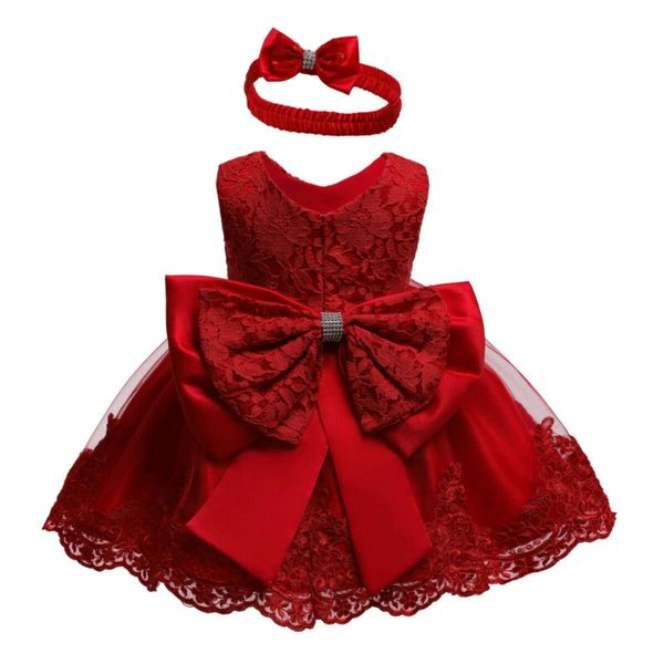 

0-24m newborn infant baby girls dress princess lace bow tutu party wedding birthday dresses christmas red dress, Red;yellow