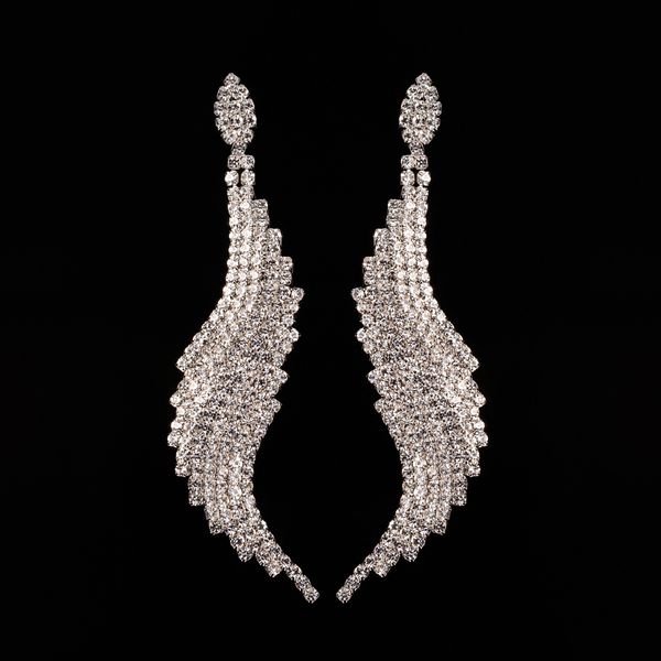 

long fund irregular will rhinestone will earrings eardrop exaggeration nightclub earrings, Golden;silver
