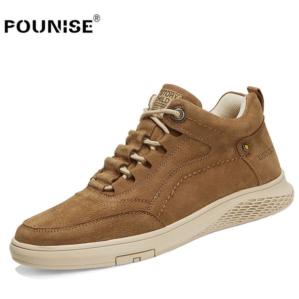 

genuine leather shoes man winter men casual shoes fashion flats lace up fashion sneakers male footwear rubber shoes t200610, Black