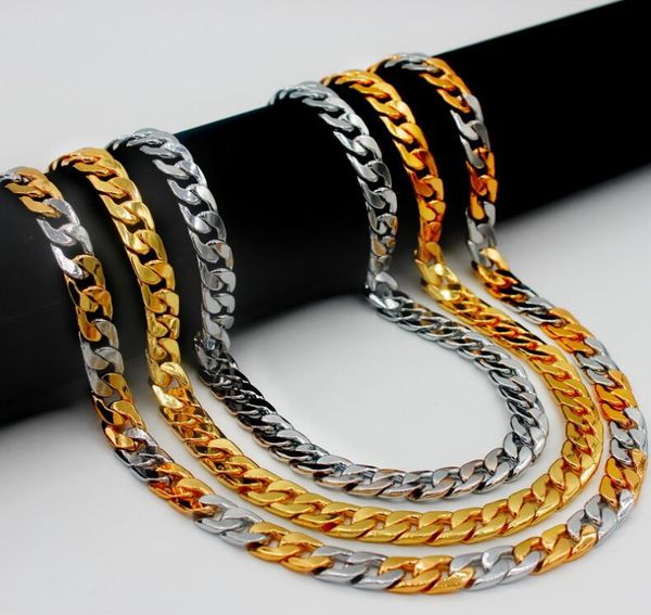 

new fashion designer luxury cuban necklace sweater chain hip-hop personality exaggeration 18k vacuum plated necklace sweater chain, Silver