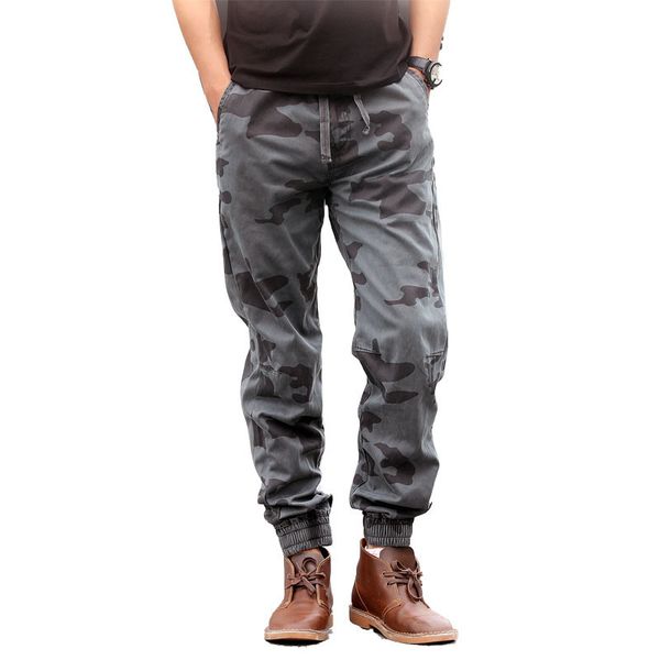 

new camouflage cotton trousers men's outdoor running training pants overalls casual pants loose style, Black;blue