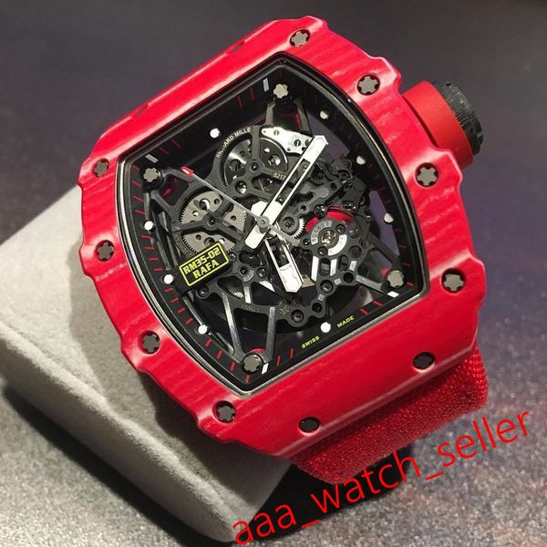 

4 colors mens luxury watch rm35-02 rafael nadal npt carbon fiber red version mechanical automatic movement rubber strap sapphire crystal, Slivery;brown