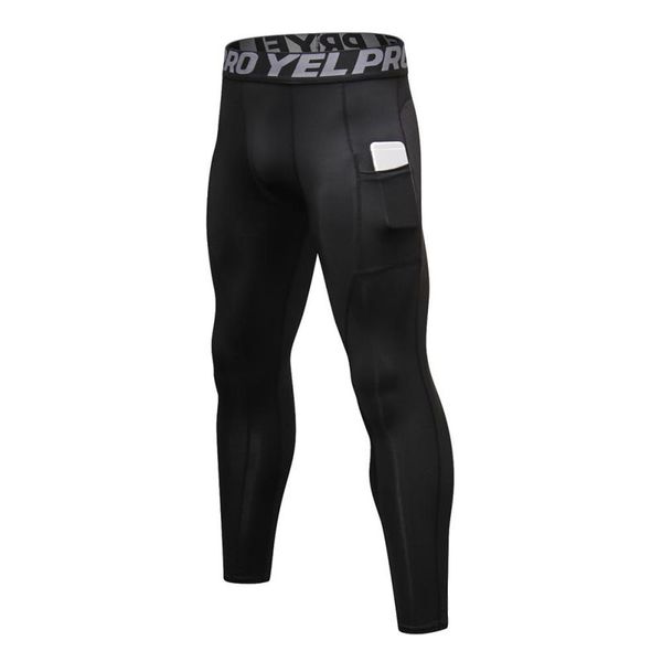 

quick-drying men tights training high elastic fitness pant new bottoming stitching male pants, Black