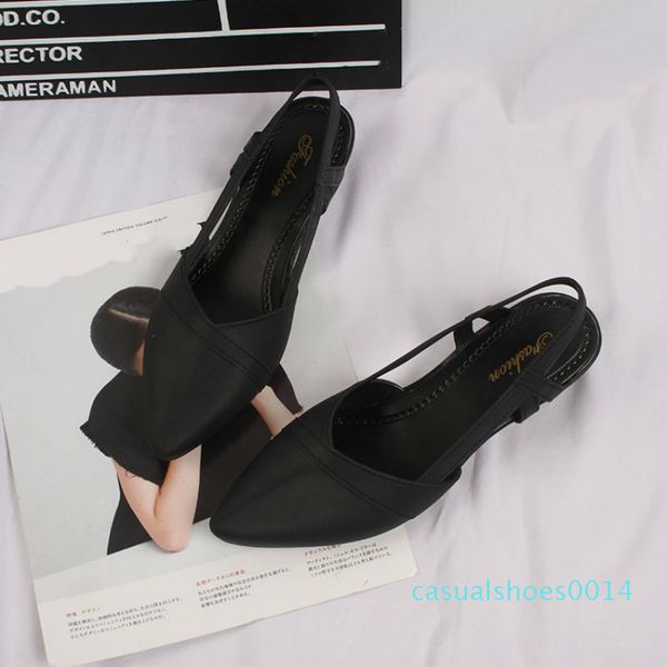 

summer fashion casual women shoes pointed toe cool straps wear wild comfortable wear-resistant flat with solid female sandals c14, Black