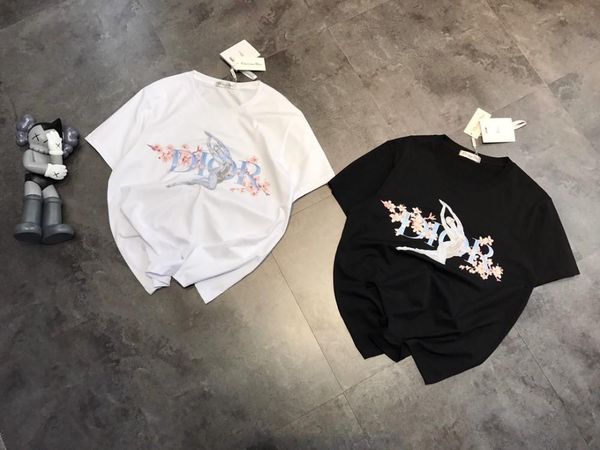 

футболки женщины унисекс сакура робот цифровой печати пара моделей лето с коротким рукавом хлопок свободные флокирование футболка удобная, White