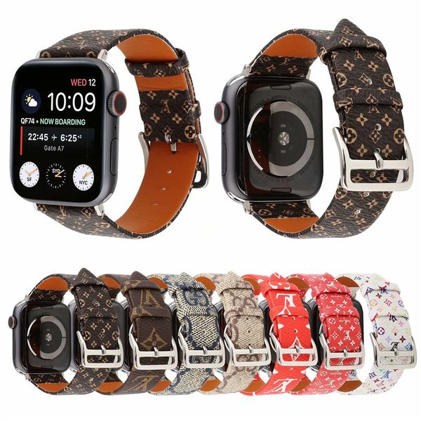 

For apple watch band 38 40mm 42mm 44mm branding genuine leather bracelet replacement de igner premium monogram watchband trap acce orie