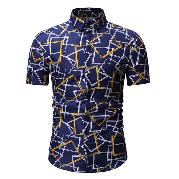 

New Fashion Design High Quality Mens Pattern Casual Printing Cotton Lapel Camouflage Short Sleeve Shirt Short Sleeve Shirt Men