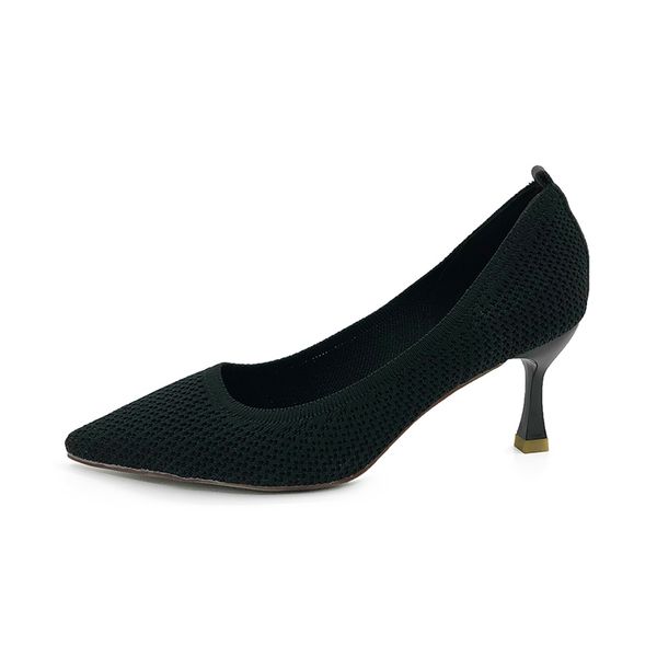 

fashion elastic fabric stilettos women high heels tacones altos mujer party shoes women pumps mature pointy shoes woman high heel, Black