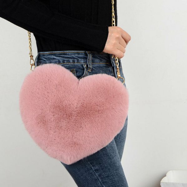 

сердце образного мешка женщины цепи сумка плюшевой любовь волосатого мешок плеча валентина день подарки