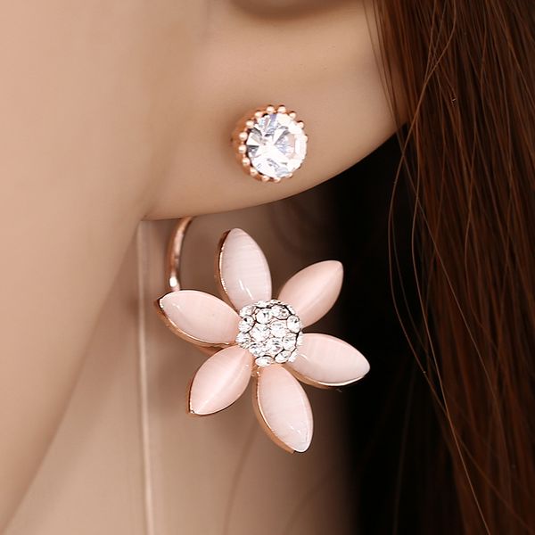 

романтический завод серьги стержня из нержавеющей стали серебряный цвет кристалл цветок заявление серьги для женщин девушки 2020 ювелирные и, Golden;silver