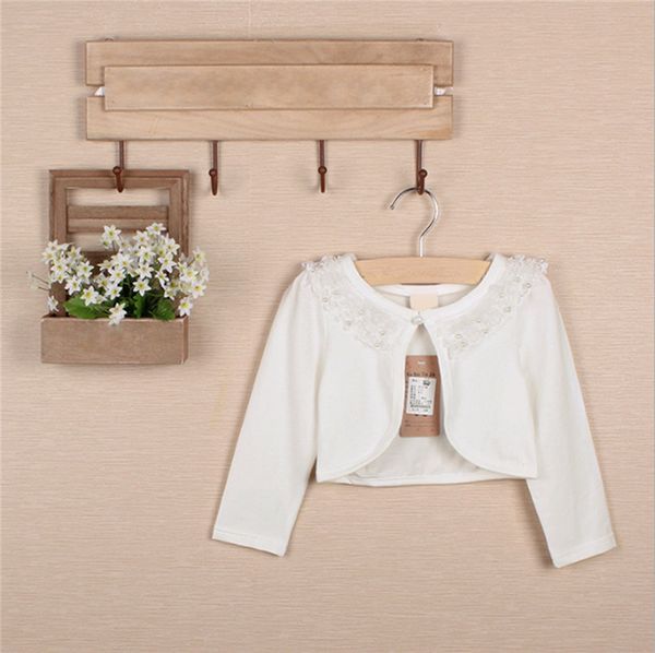 

2-10y ivory girls flower long sleeve lace bolero wedding bridesmaid birthday party jacket outerwear lace jacket children coat, Blue;gray
