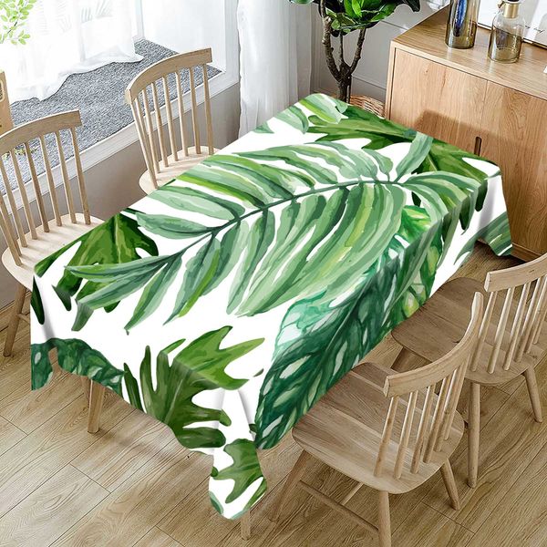 

tropical green plants pattern tablecloth comfortable waterproof table cloth cover for home