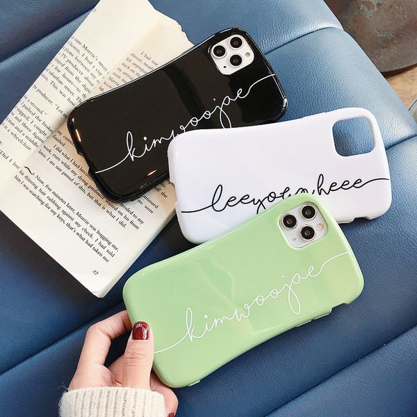 

colorful waistline phone case soft for iphone se 11pro max xs xr 7 8 plus pattern back cover candy color english letter