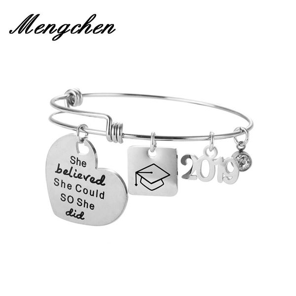 

5pcs new design she believed she could so did bracelet bangle stainless steel bracelet jewelry gift, Black