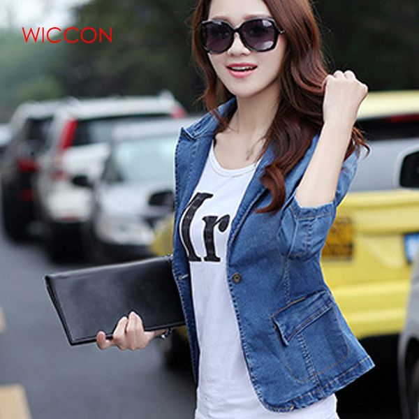 

2019 new autumn denim women coat long sleeve turn-down collar denim jacket for women jeans slim jacket, Black;brown