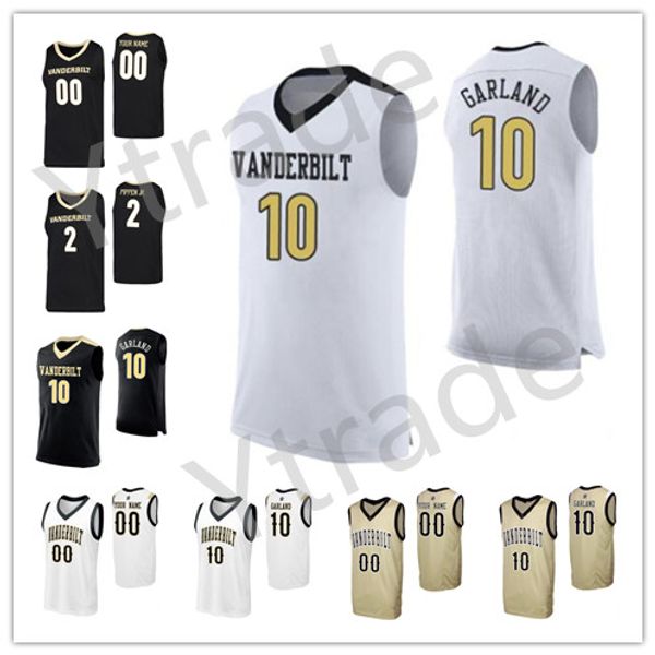 

custom vanderbilt commodores 2020 basketball 10 darius garland aaron nesmith 0 saben lee 2 pippen jr. white black gold college jersey s-4xl, Black;red