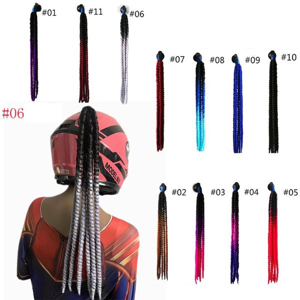 

car accessories women punk style gradient braids wig decoration diy for motorcycle helmet