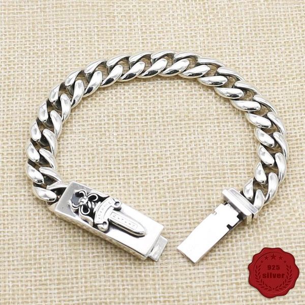 

s925 sterling silver bracelet fashion personality popular accessories new locomotive holy sword simple punk style 2019 sale, Black