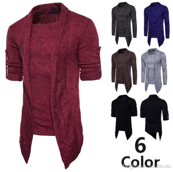 

fake two piece sweatshirt men pullover o neck long sleeve irregular symmetry design slim fit for man sweatshirt hoodies 2017, Black