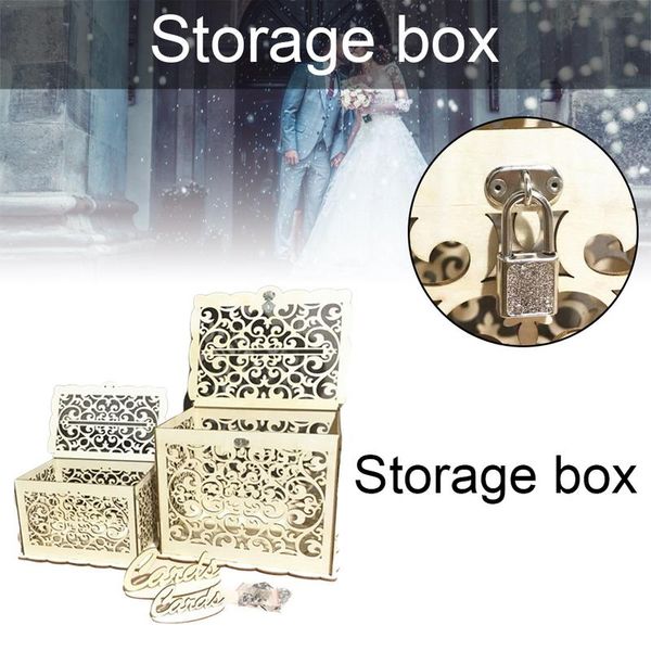 

diy wooden hollowed letter storage box small cases for gift wedding cards with lock