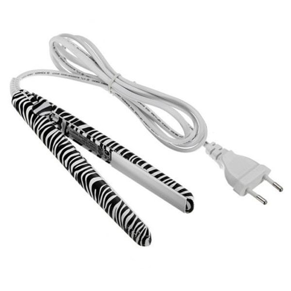 

mini hair straightener ceramic zebra stripes flat iron curler, Black