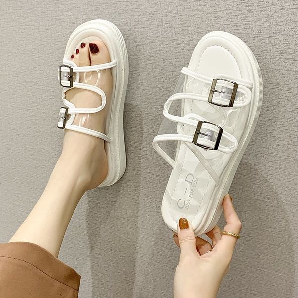 

house slippers platform women shoes pantofle summer woman slides flat 2020 beach soft pu rubber rome, Black