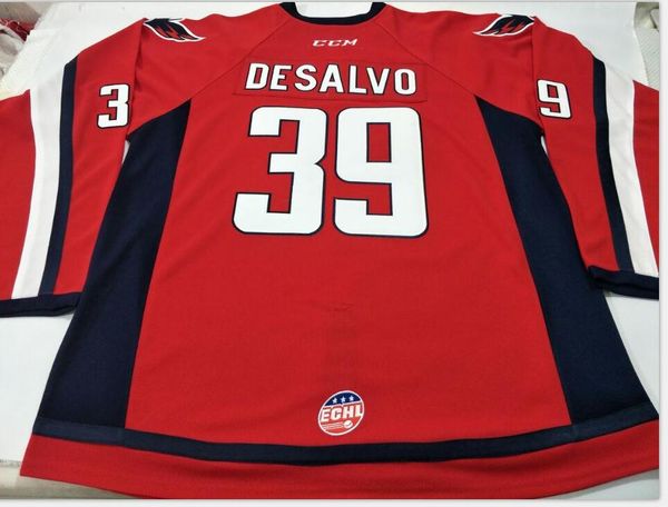 

mens #39 south carolina stingrays dan desalvo hockey jersey or custom any name or number retro jersey, Black