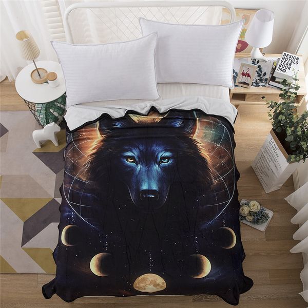 

3d wolf fleece blanket velvet plush throw blanket on bed sofa bedspread thin quilt