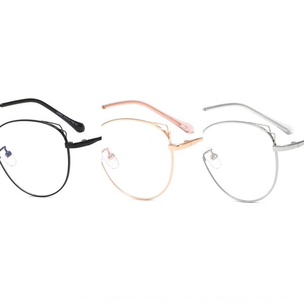 

women's anti-blue light plain artistic cat ear round frame myopia glasses metal optical myopia glasses frame, Silver