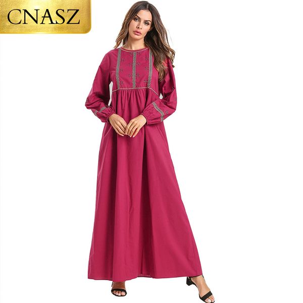 

new arab elegant loose abaya kaftan islamic fashion muslim dress clothing design women solid color dubai abay, Red