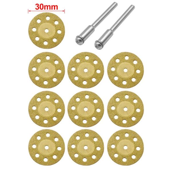 

10pcs diamond cutting grinding wheel saw disc + 2pcs spindle shaft for glass rock cutting tools accessories