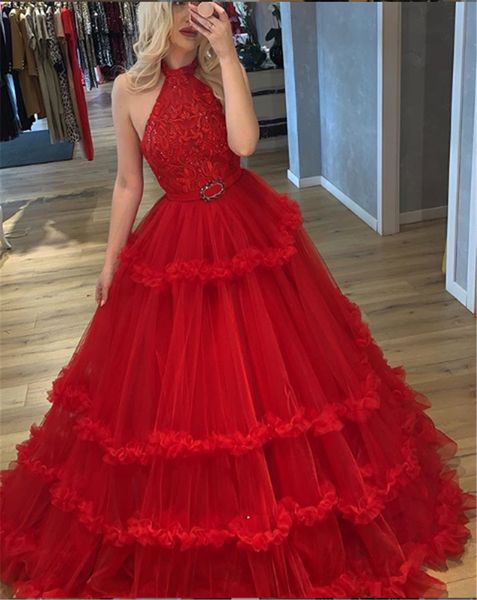 

red high neck lace аппликация пром платье без рукавов вечернего dresse платье формальных вечерних платья vestidos de festa, Black;red