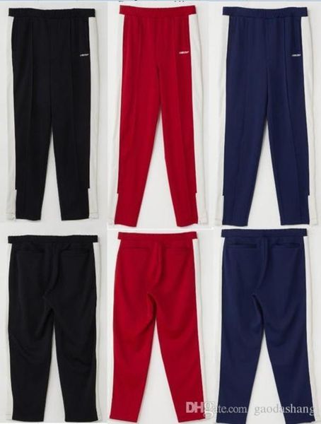 

2019 new ambush pants women men fashion casual sweatpants drawstring zipper stripe style ab embroidery, Black