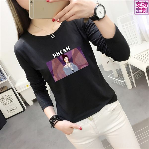 

cotton long-sleeved t- seasonal women's base t-shirt pullover shirt women's t-size pullover, White