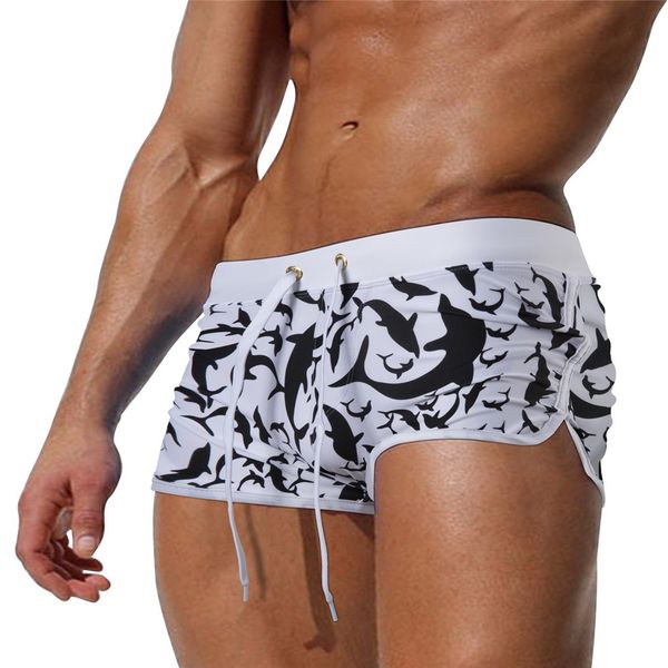 

2019 summer male swimsuit fashion men breathable trunks pants beach print running swimming underwear briefs boxers beach surf