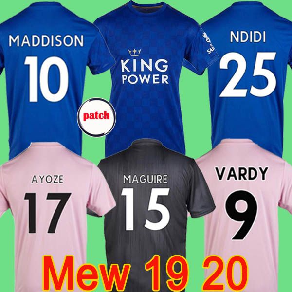 

19 20 leicester soccer jersey 2019 2020 maguire vardy football shirt city vardy maddison tielemans camiseta de fÃºtbol men + kids kit uniform, Black;yellow